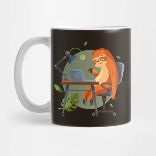 Sloth programmer working on laptop Mug